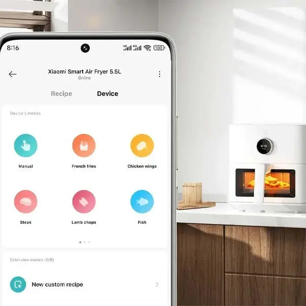 نرم افزار مدیریت برنامه های سرخ کن بدون روغن شیائومی MAF15 ظرفیت ۵.۵ لیتر
